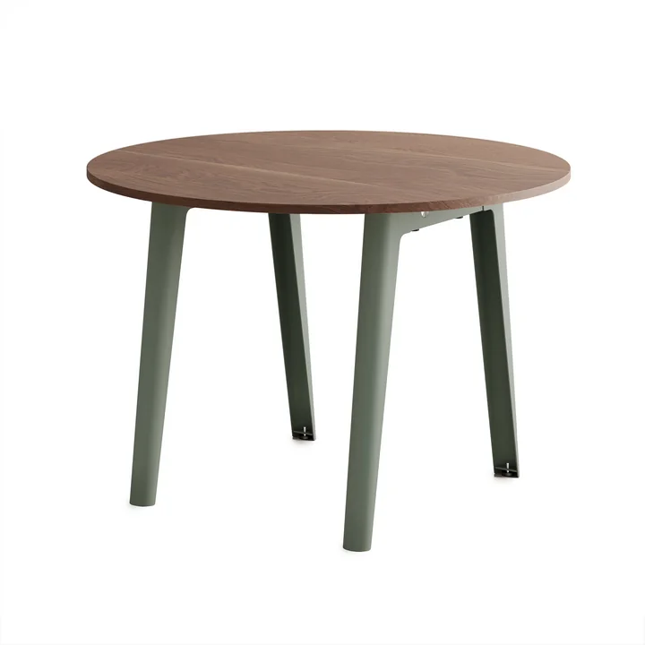 TipToe - NEW MODERN Eettafel Ø 110 cm, walnoot / eucalyptus grijs