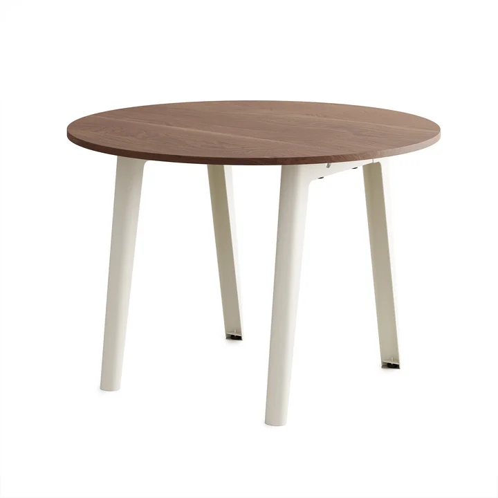 TipToe - NEW MODERN Eettafel Ø 110 cm, walnoot / crème wit