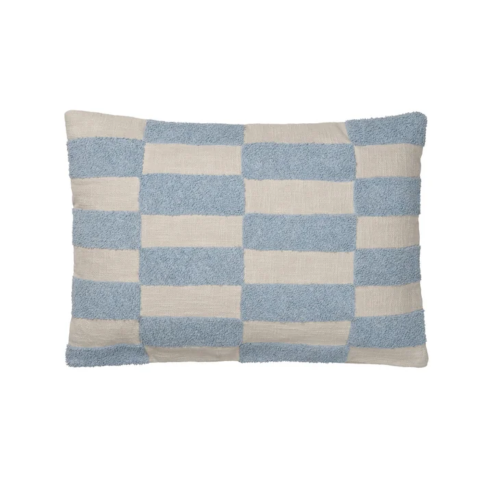 Broste Copenhagen - Jane Kussenhoes, 40 x 60 cm, stoffig blauw / havermout