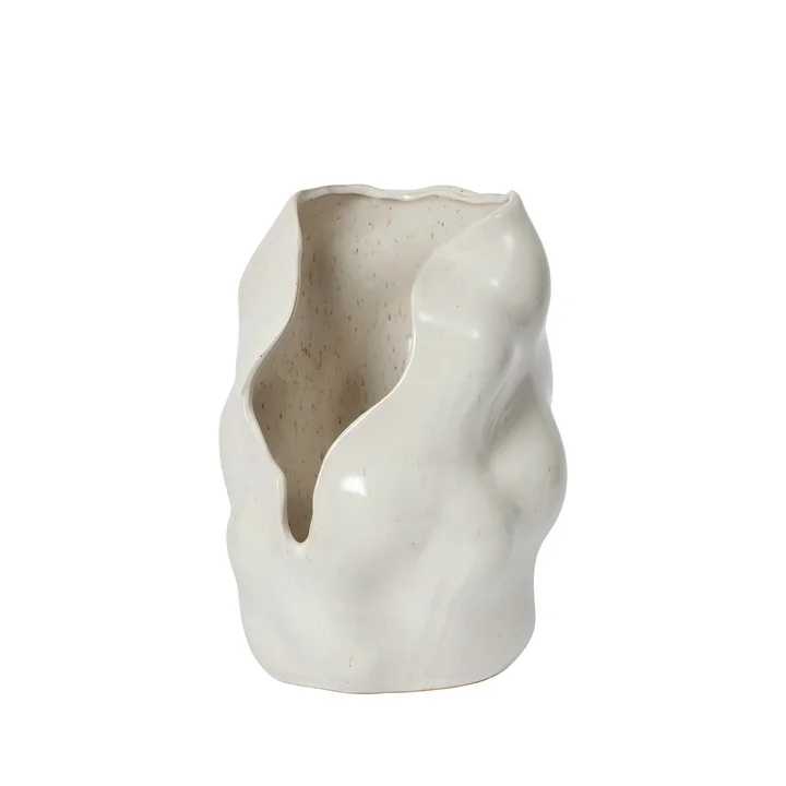 Broste Copenhagen - Hekla Kaarshouder Ø 18,6 x H 24 cm, wit crème, glanzend