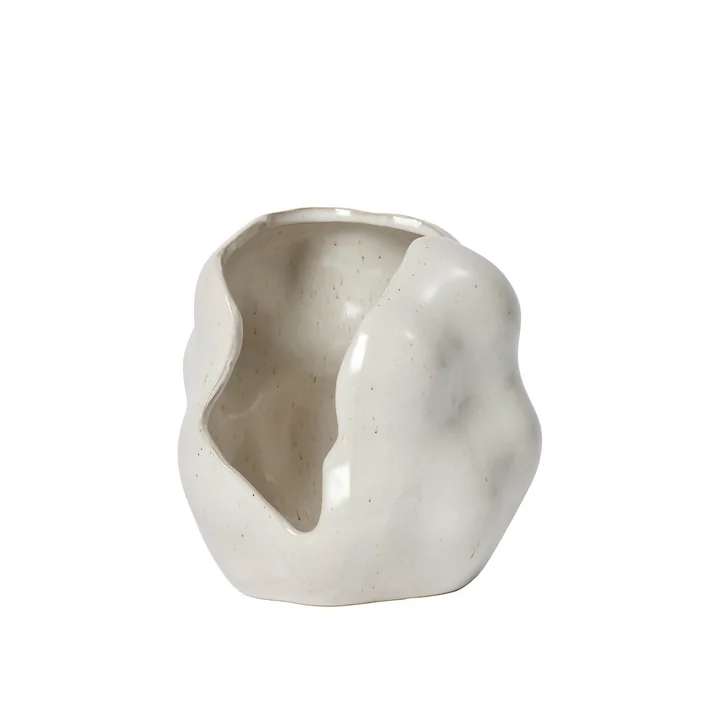 Broste Copenhagen - Hekla Kaarshouder, Ø 16 x H 16 cm, wit crème, glanzend