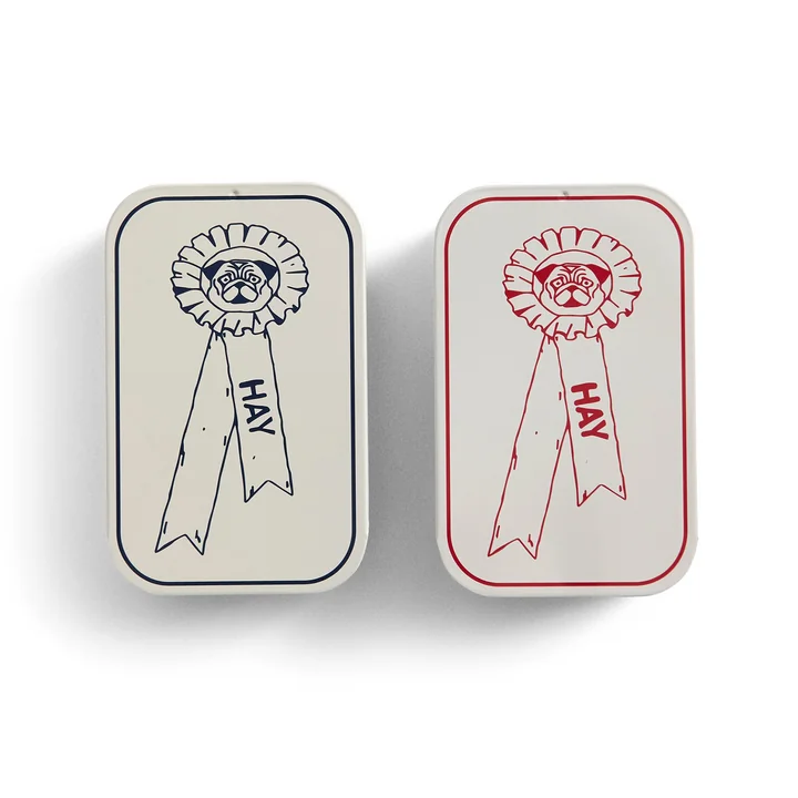 HAY - Honden traktatieblik S, rood/wit en blauw/wit