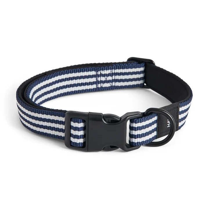HAY - Dogs Halsband, M/L, blauw/wit gestreept