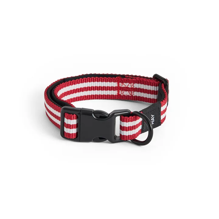HAY - Dogs Halsband, S/M, rood/wit gestreept