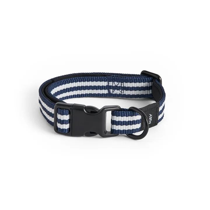 HAY - Dogs Halsband, S/M, blauw/wit gestreept