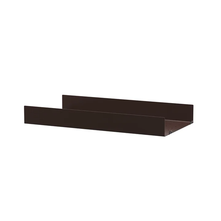 String - Metalen plank met hoge rand, 58 x 30 cm, donkerbruin