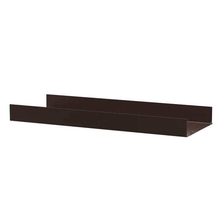 String - Metalen plank met hoge rand, 78 x 30 cm, donkerbruin
