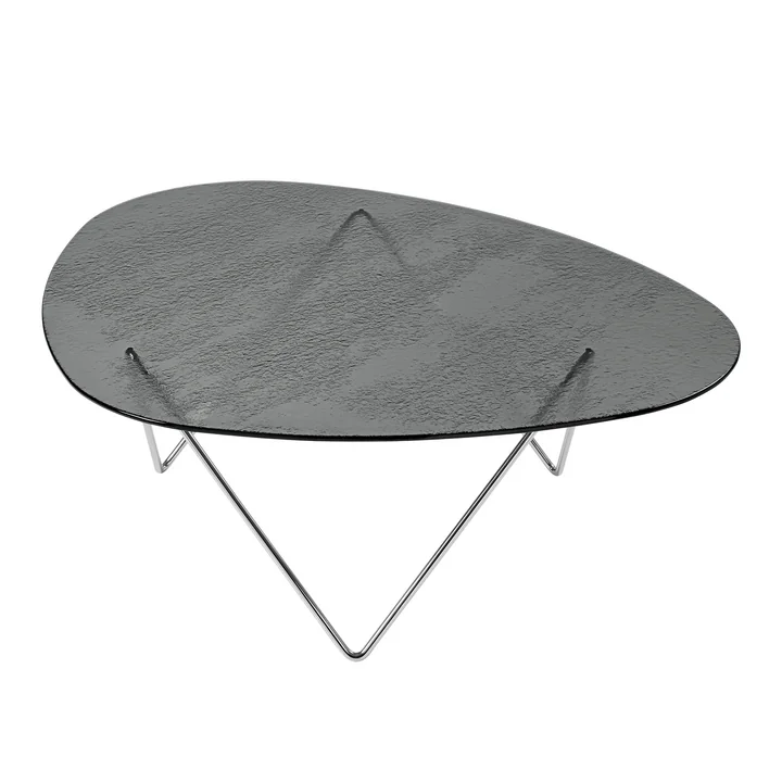 Gubi - Pedrera salontafel, chroom / structuurglas smoke