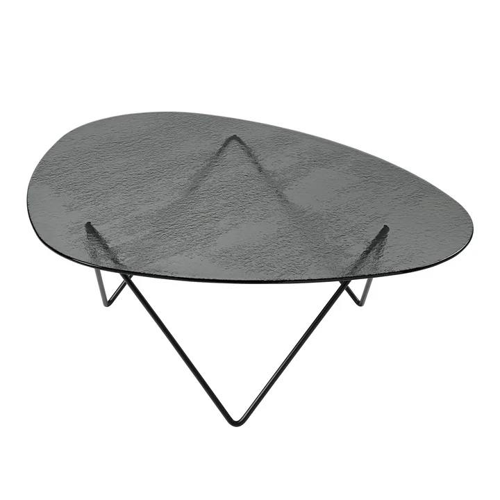 Gubi - Pedrera salontafel, zwart halfmat / rookglas structuur