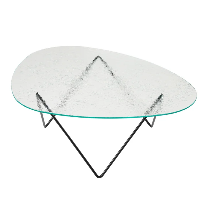 Gubi - Pedrera salontafel, zwart halfmat / structuur transparant glas
