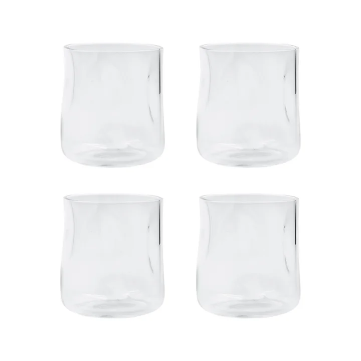 House Doctor - Zand drinkglas, h 9 cm, helder (set van 4)
