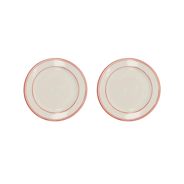 Nicolas Vahé - Bistro bord Ø 21 cm, rood / wit (set van 2)