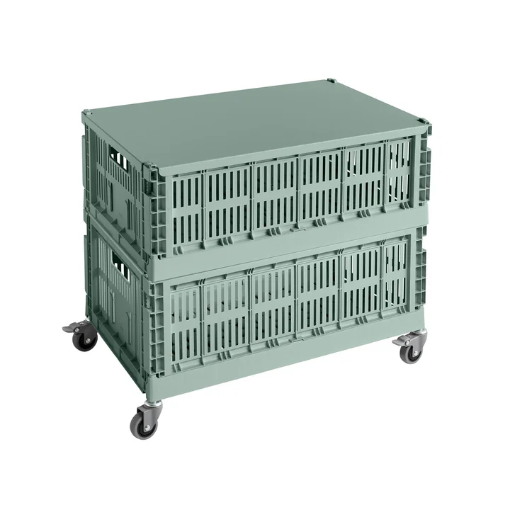 HAY - Bijzettafel op wielen, large, saliegroen, recycled