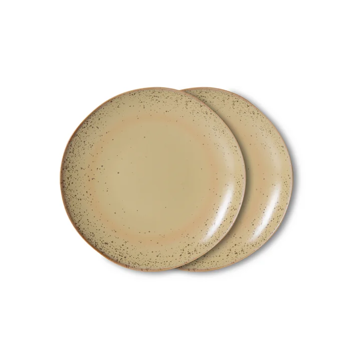 HKLiving - 70's dessertbord, Ø 17.5 cm, grit (set van 2)