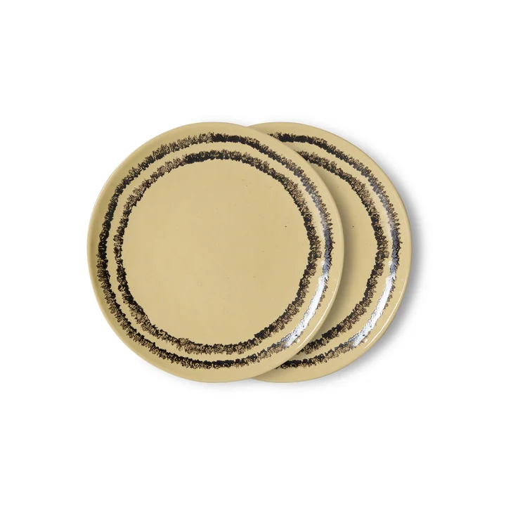 HKLiving - 70's dessertbord, Ø 17.5 cm, vanille (set van 2)
