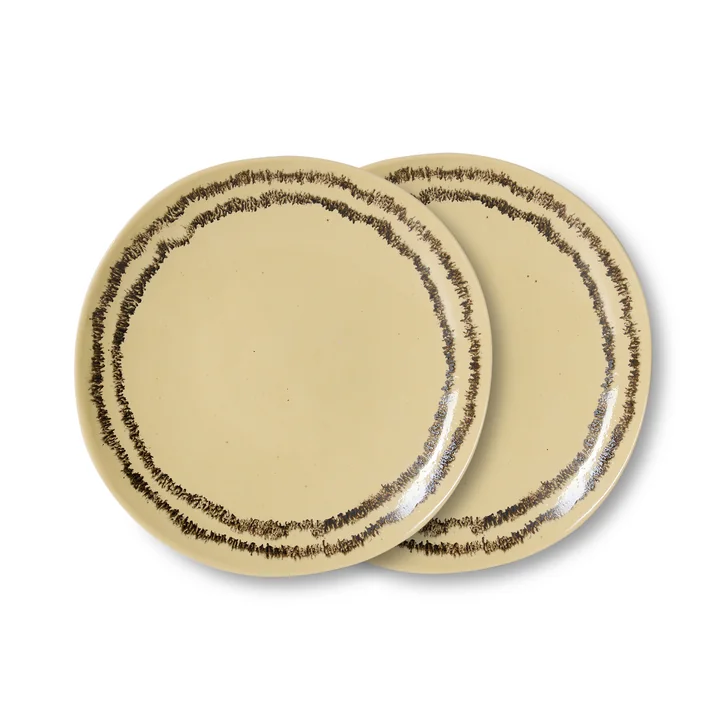 HKLiving - 70's bijzetbord, Ø 22 cm, vanille (set van 2)