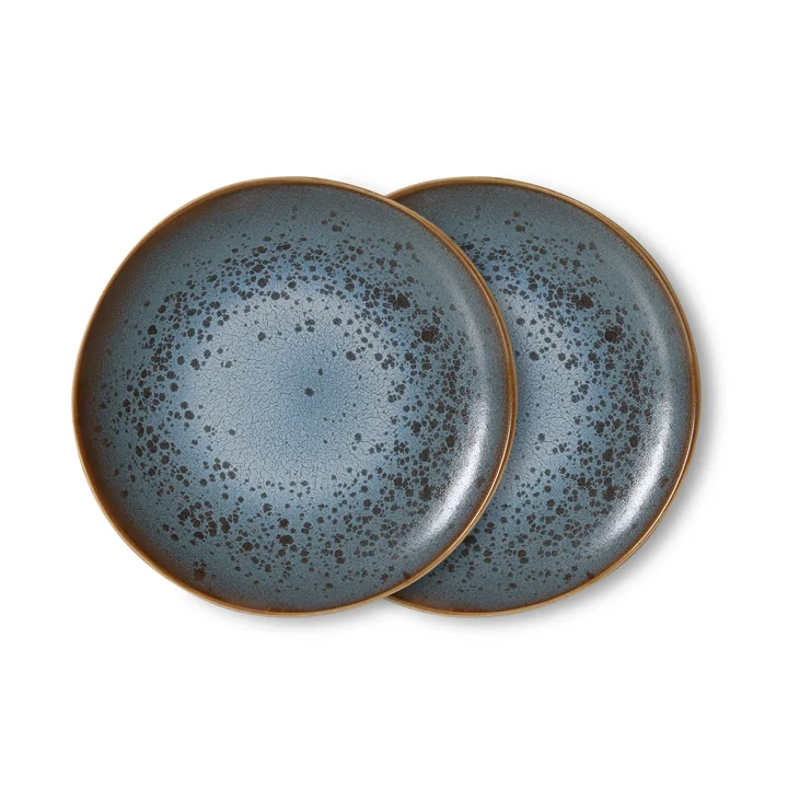 HKLiving - 70's bijzetbord, Ø 22 cm, mineraal (set van 2)