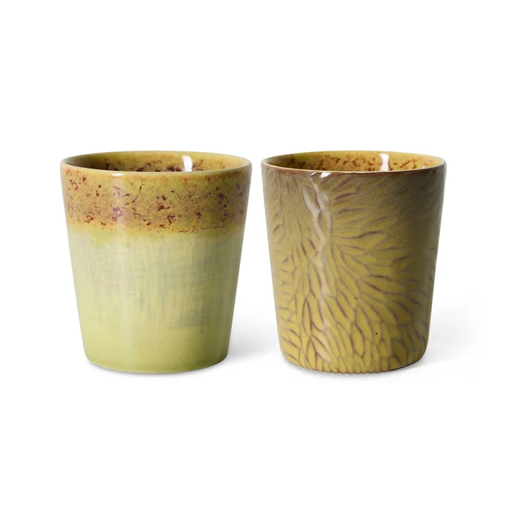 HKliving - 70's Van Gogh koffiemok, 230 ml, zonnebloemen (set van 2)