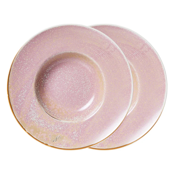 HKliving - Pastabord Chef Ceramics, Ø 28 cm, rustiek roze (set van 2)