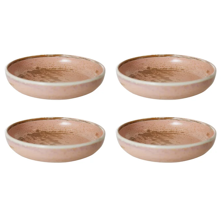 HKliving - Chef Ceramics diep bord, Ø 21,5 cm, rustiek roze (set van 4)
