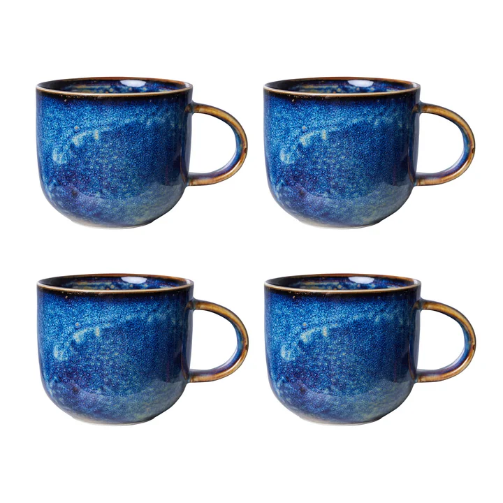 HKliving - Chef Ceramics mok, 320 ml, rustiek blauw (set van 4)