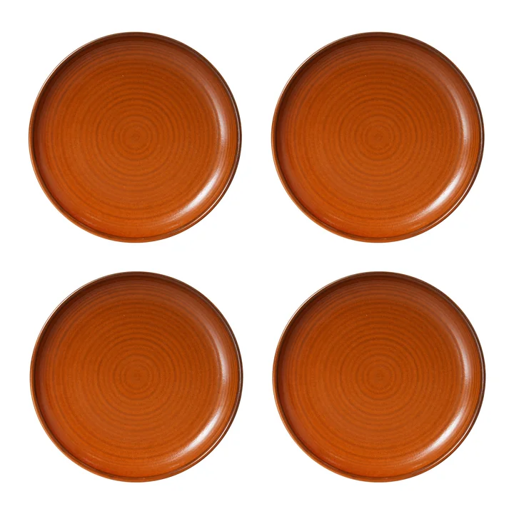 HKliving - Chef Keramiek bord, Ø 20 cm, gebrand oranje (set van 4)