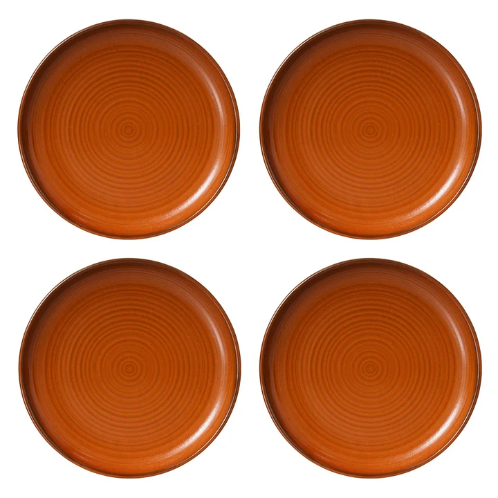HKliving - Chef Keramiek bord, Ø 26 cm, gebrand oranje (set van 4)
