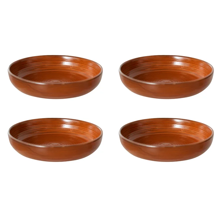 HKliving - Chef Ceramics diep bord, Ø 19,3 cm, gebrand oranje (set van 4)