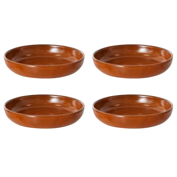 HKliving - Chef Ceramics diep bord, Ø 21,5 cm, gebrand oranje (set van 4)
