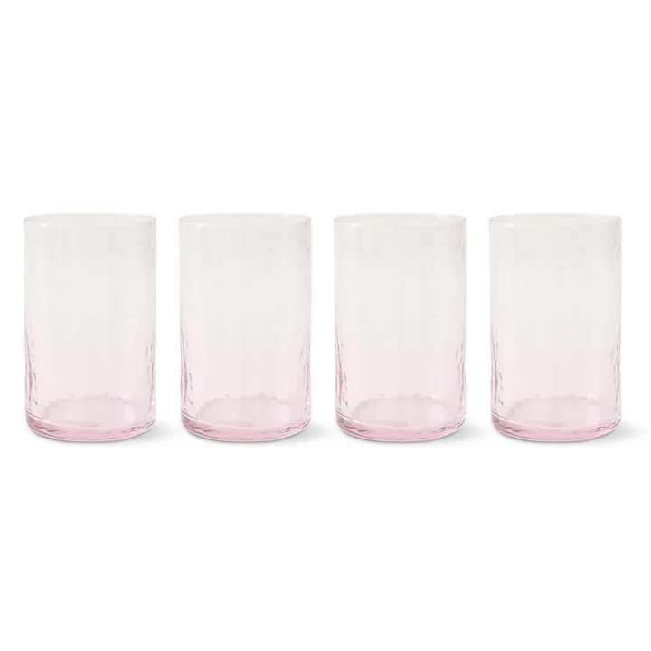 HKliving - Buisglas, h 12 cm / 400 ml, blush (set van 4)