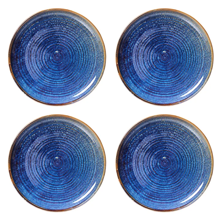 HKliving - Chef Keramiek bord, Ø 26 cm, rustiek blauw (set van 4)