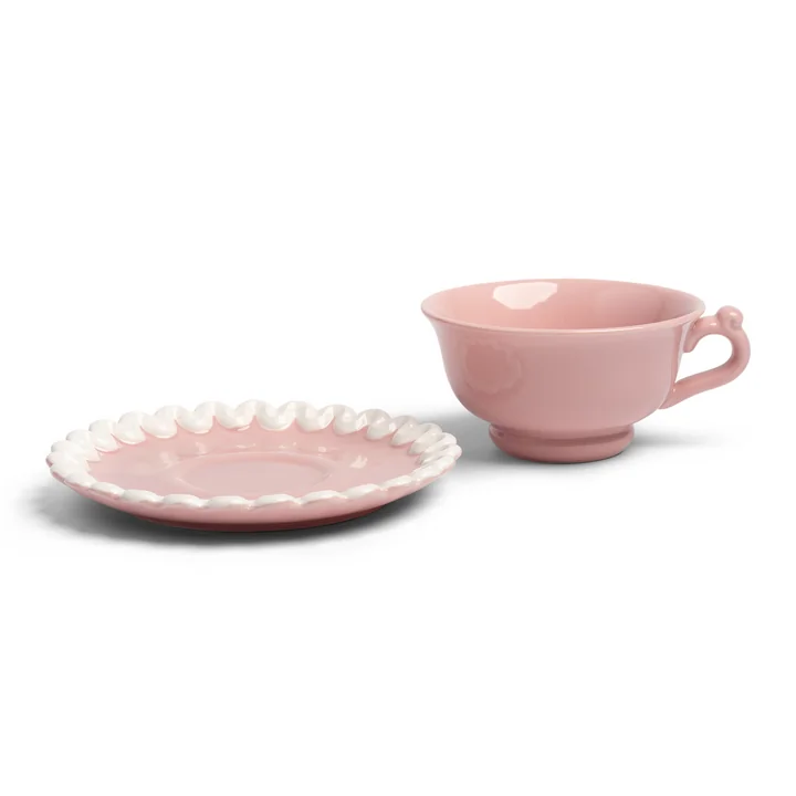 & klevering - Whip Kop met schotel, 150 ml, roze