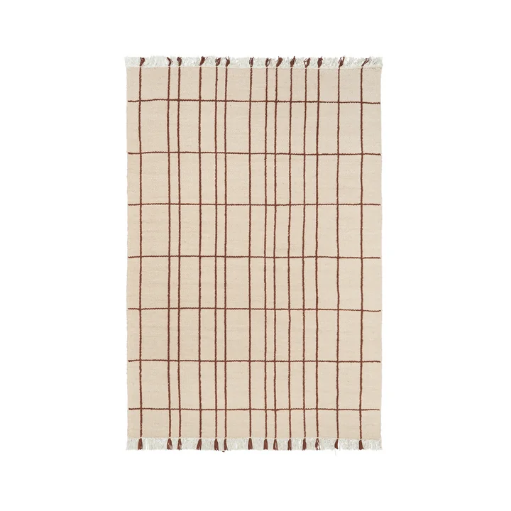 Ferm Living - Sen Vloerkleed, 170 x 240 cm, perkament / kastanje
