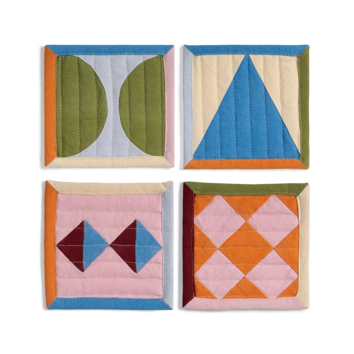 & klevering - Stitch Glazen onderzetters, 12 x 12 cm (set van 4)