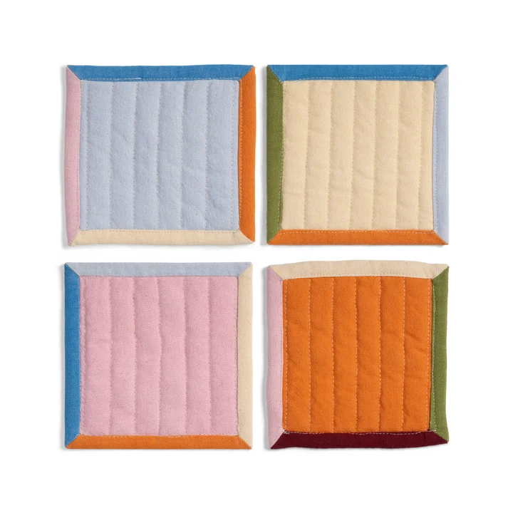 & klevering - Stitch Glazen onderzetters, 12 x 12 cm (set van 4)