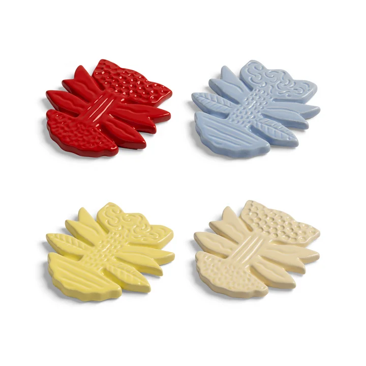 & klevering - Bloemenonderzetter, Ø 9,5 cm, veelkleurig (set van 4)