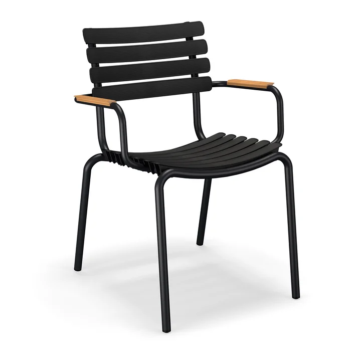 HOUE - ReCLIPS Outdoor Eetkamerstoel, zwart / bamboe