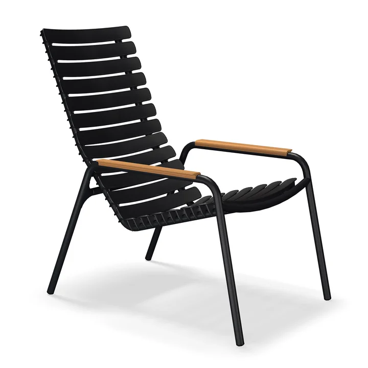 HOUE - ReCLIPS Loungestoel voor buiten, zwart/bamboe