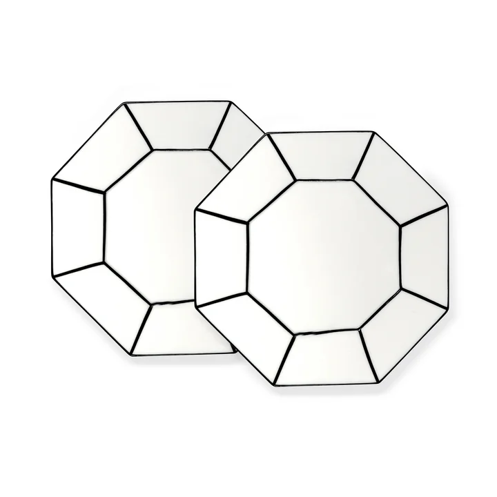 Serax - Carte Blanche Ontbijtbord, wit / zwart (set van 2)