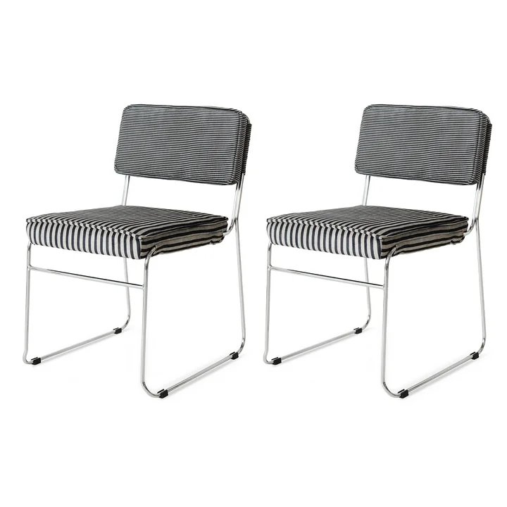 HKliving - Endless Eetkamerstoel, streep / monochroom (set van 2)