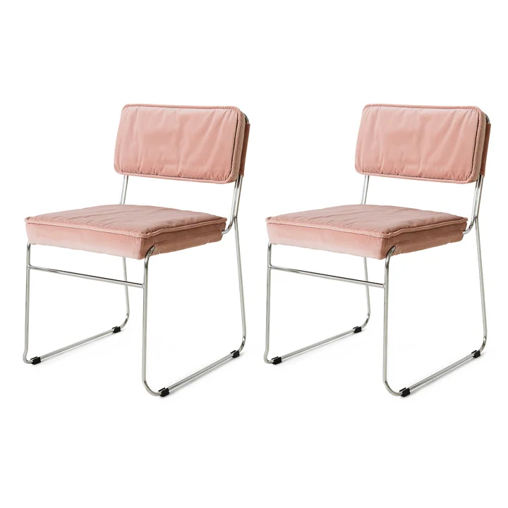 HKliving - Endless Eetkamerstoel, fluweel / lychee roze (set van 2)