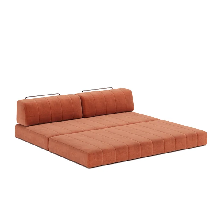 Innovation Living - Cozypad Slaapbank, 2 rechte rugkussens, rust orange (stof 412 Esina)