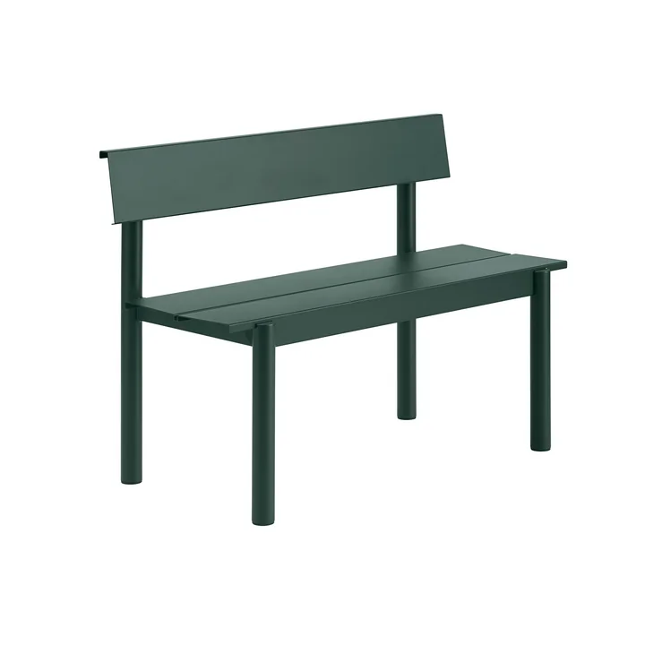 Muuto - Linear Steel Bank met rugleuning, 110 cm, donkergroen