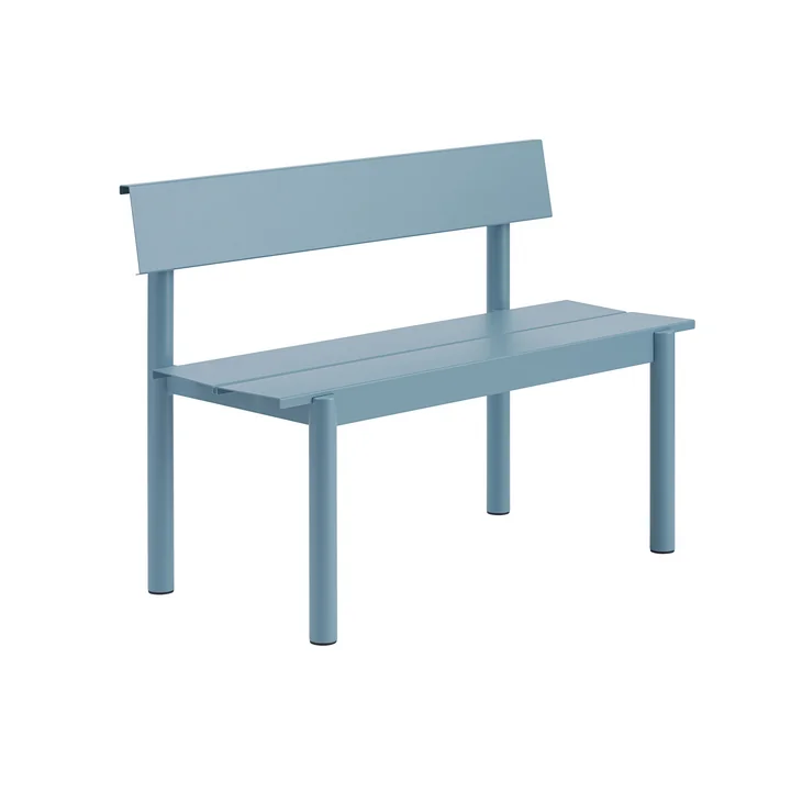 Muuto - Linear Steel Bank met rugleuning, 110 cm, lichtblauw