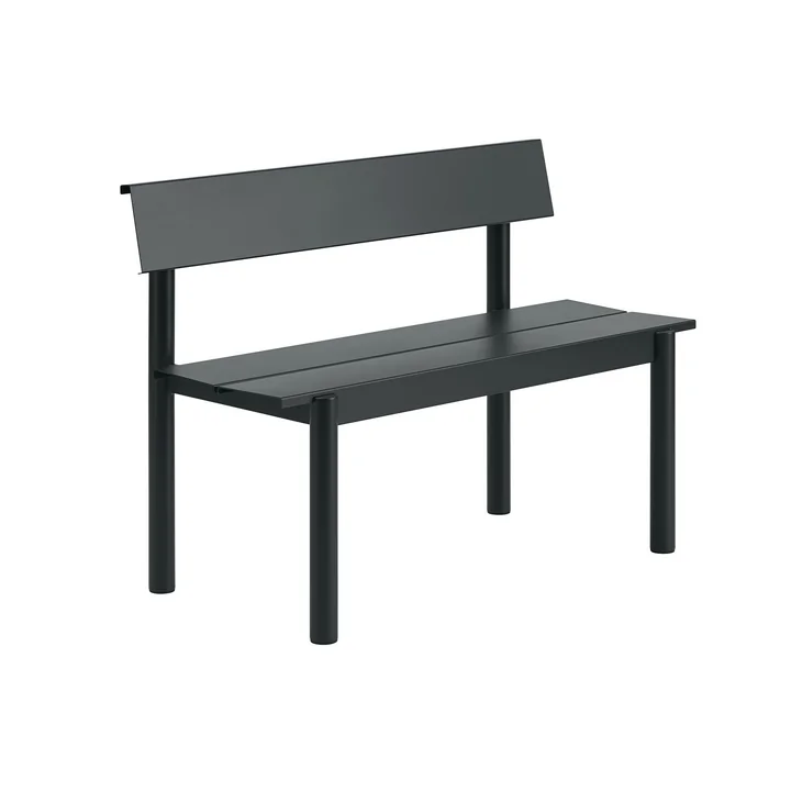 Muuto - Linear Steel Bank met rugleuning, 110 cm, zwart