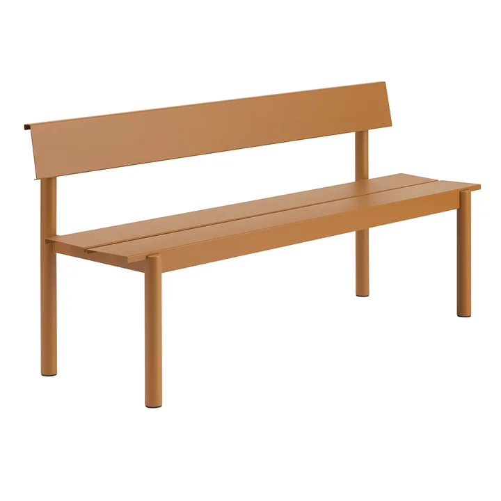 Muuto - Linear Steel Bank met rugleuning, 170 cm, gebrand oranje