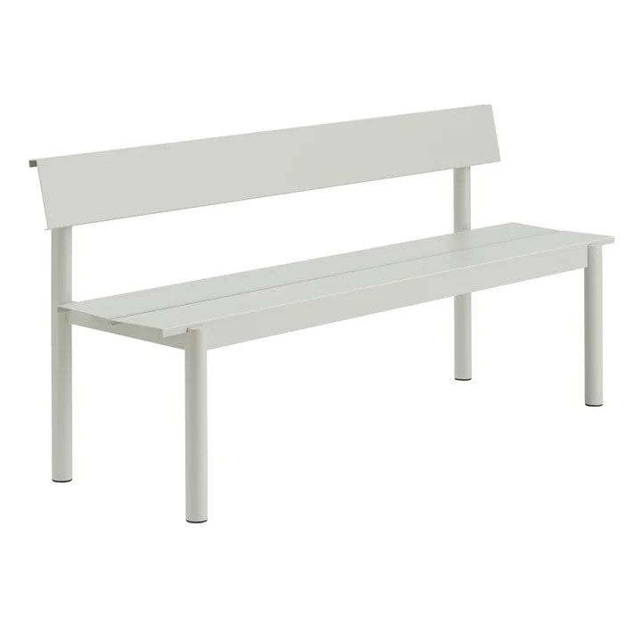 Muuto - Linear Steel Bank met rugleuning, 170 cm, grijs