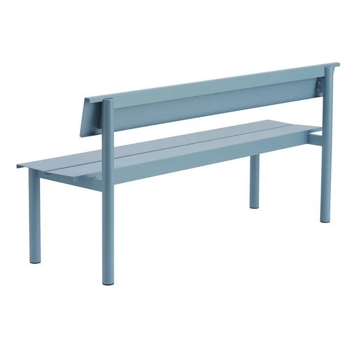 Muuto - Linear Steel Bank met rugleuning, 170 cm, lichtblauw