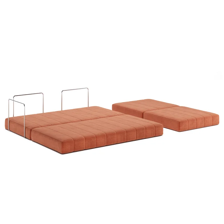 Innovation Living - Cozypad slaapbank, & Stoel met rugkussen/armleuning, roest oranje (stof 412 Esina)