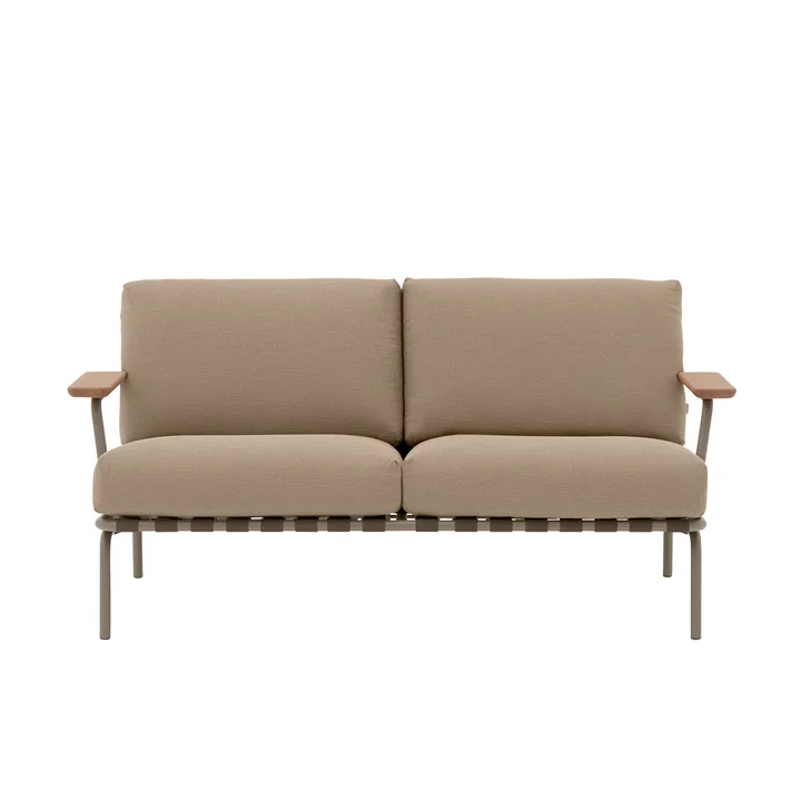 Muuto - Settle 2-zitsbank voor buiten, bruin / taupe (stof Ribbed Weave 5)